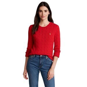 Ralph Lauren Red Iconic Cable Crewneck Sweater